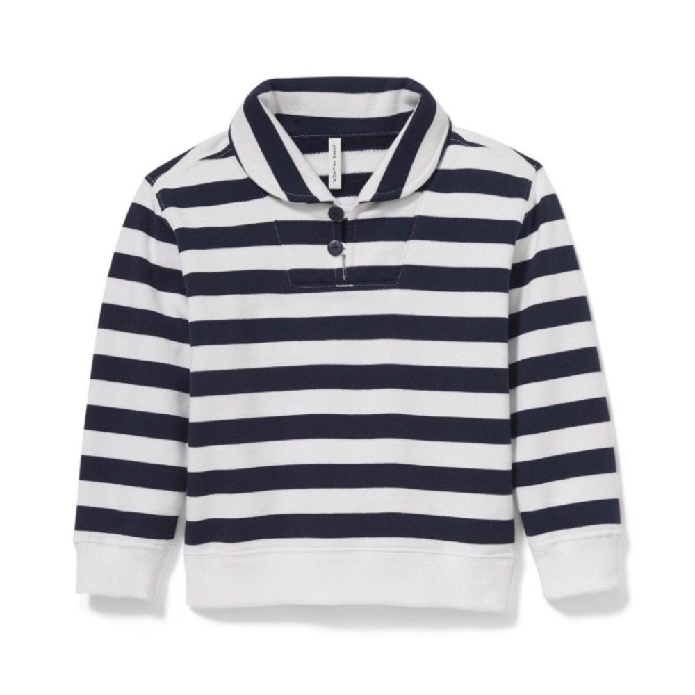 STRIPED SHAWL COLLAR SWEATSHIRT